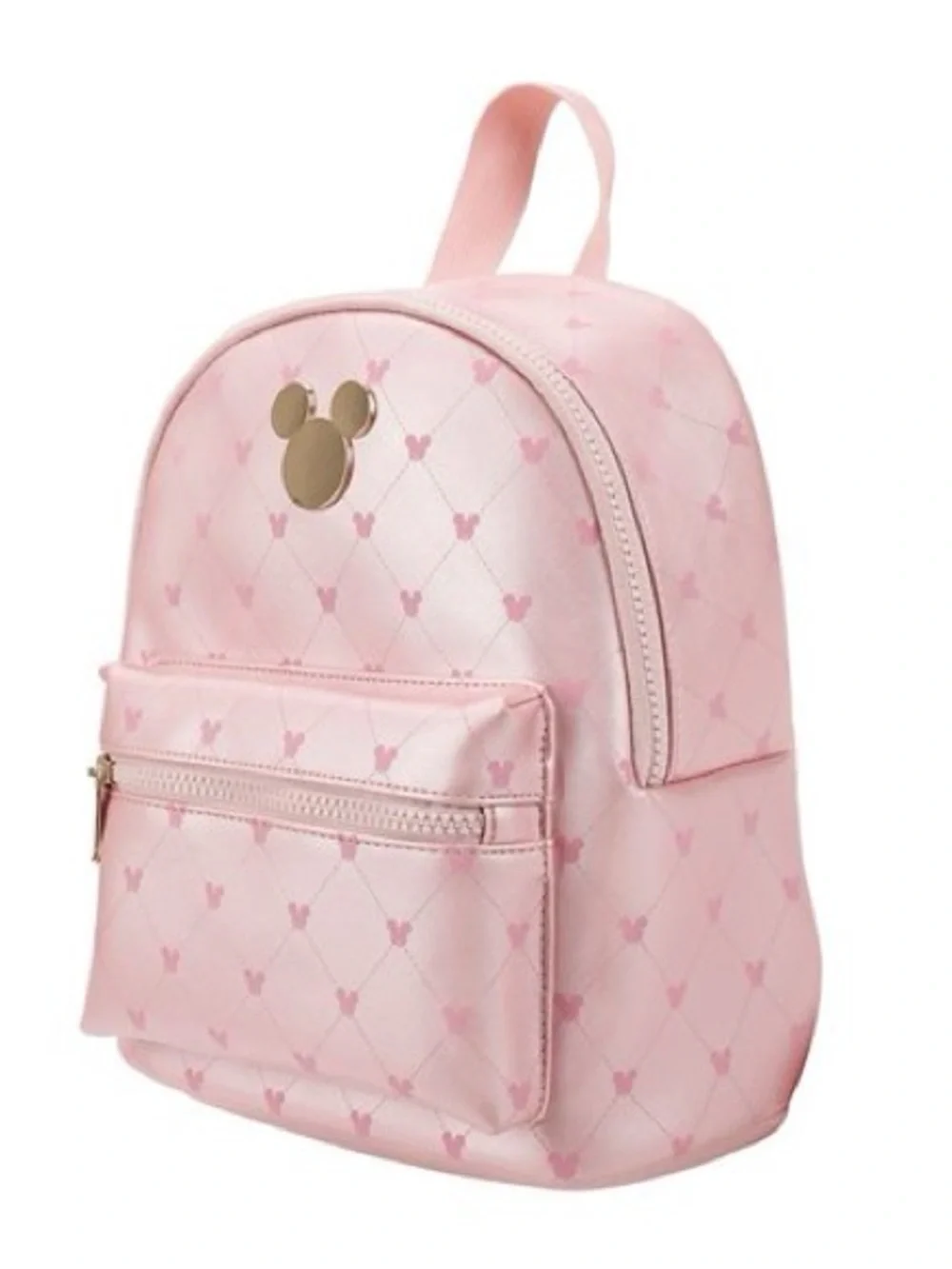 Disney Bioworld Pink Mickey Mouse Print with Gold Metal Badge Mini Backpack